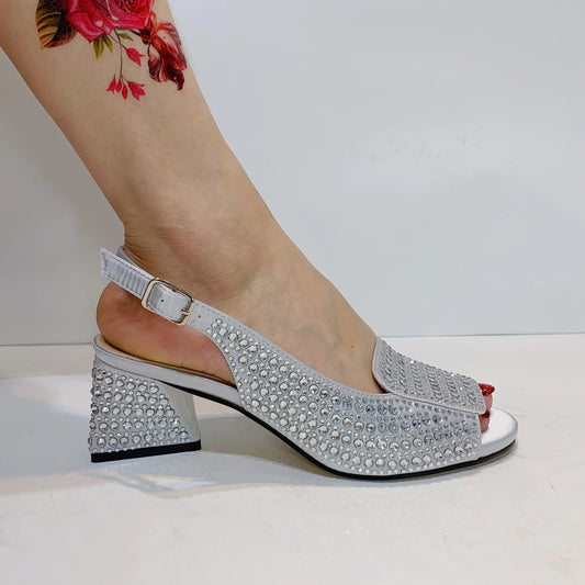 Fashionable Luxury Sandals Top Italian Designers 2023 Party Bright Diamond Uppers Summer Women's Shoes With High-heeled Nigeria