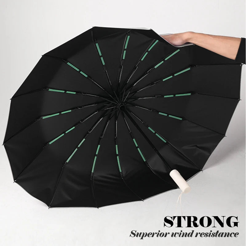 16K Double Bones Large Umbrella Men Womens Windproof Compact Umbrellas Automatic Fold Business Luxury Sun Rain Umbrella Travel