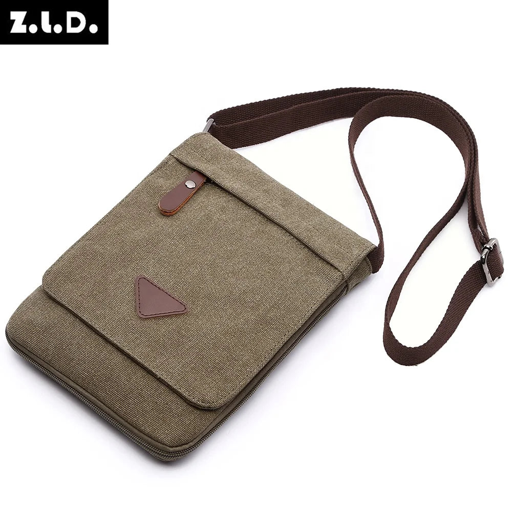 Mini Canvas Shoulder Bags for Men Solid Colors Messenger Strong Fabric Vintage Style Crossbody Bags 2021 New Design