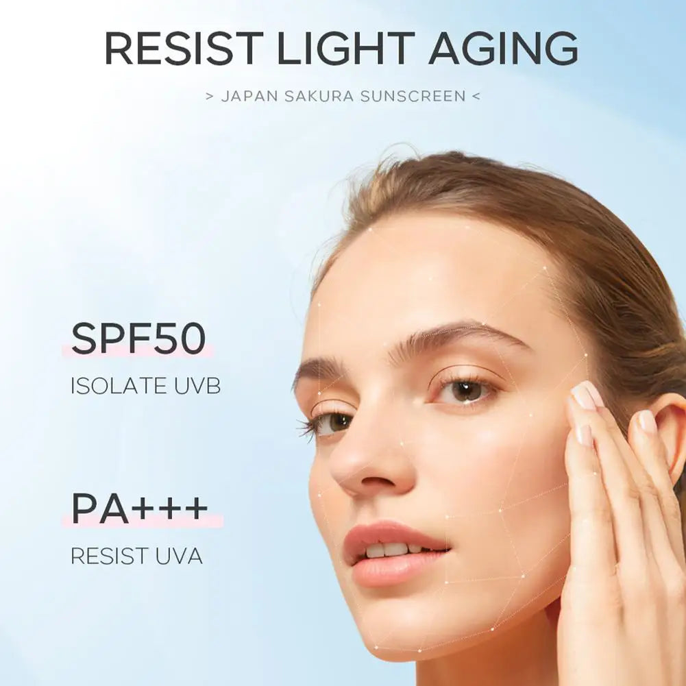 Sakura Sunscreen Cream SPF50 Facial Sun Block Isolation Lotion Cream SKIN Protector brightning Moisturizer lightning Cream