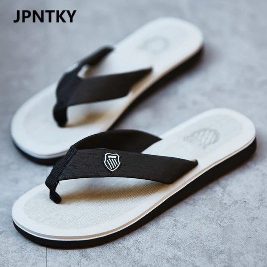 Summer Men Flip Flops Casual Beach Sandals Non-Slip Flat Shoes Outdoor Slippers Home Bathing Shoes For Men Outdoor Slides