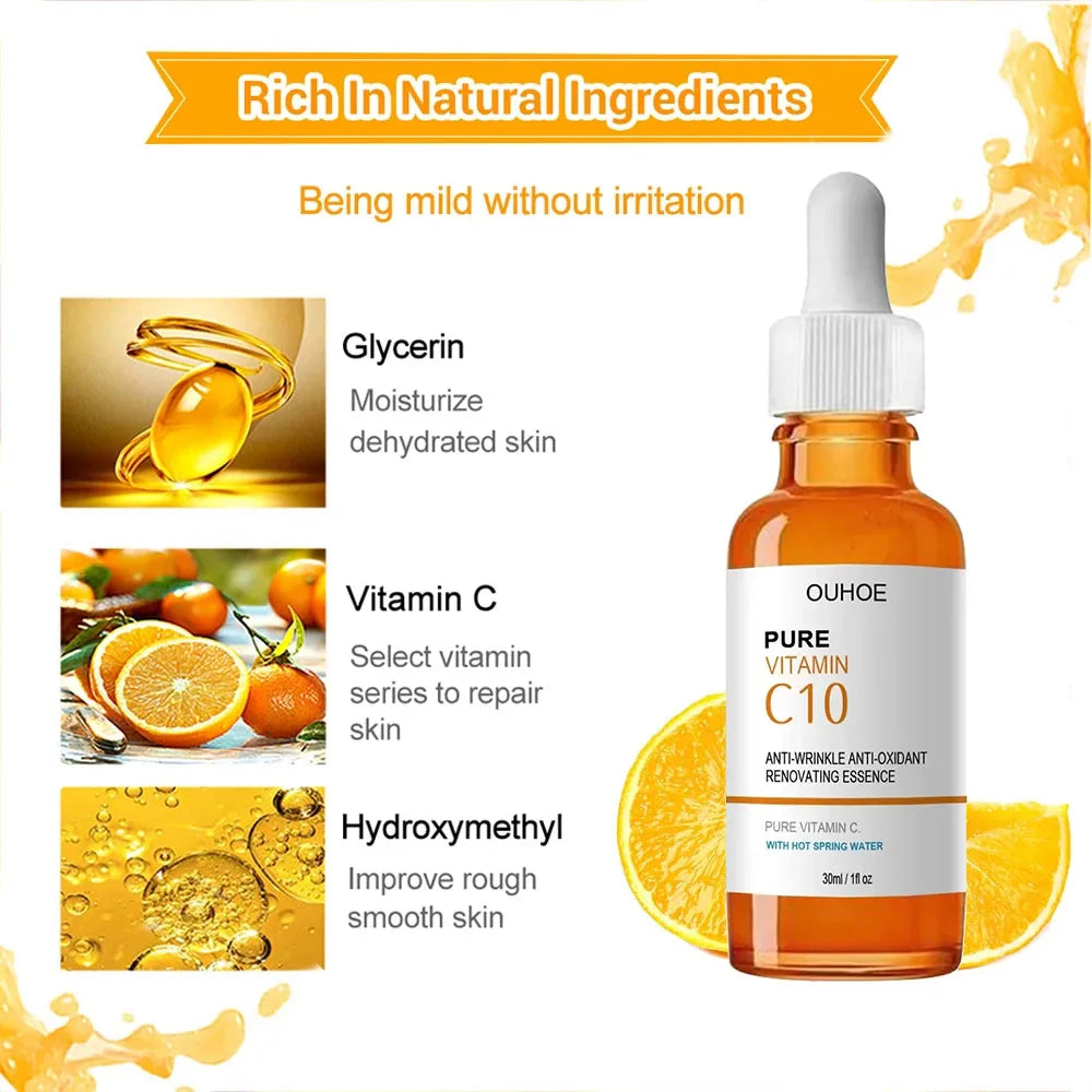 Vitamin C Wrinkle Remover Face Serum Lifting Firming Fade Fine Lines Anti-aging Essence Whitening Brighten Nourish Skin Care