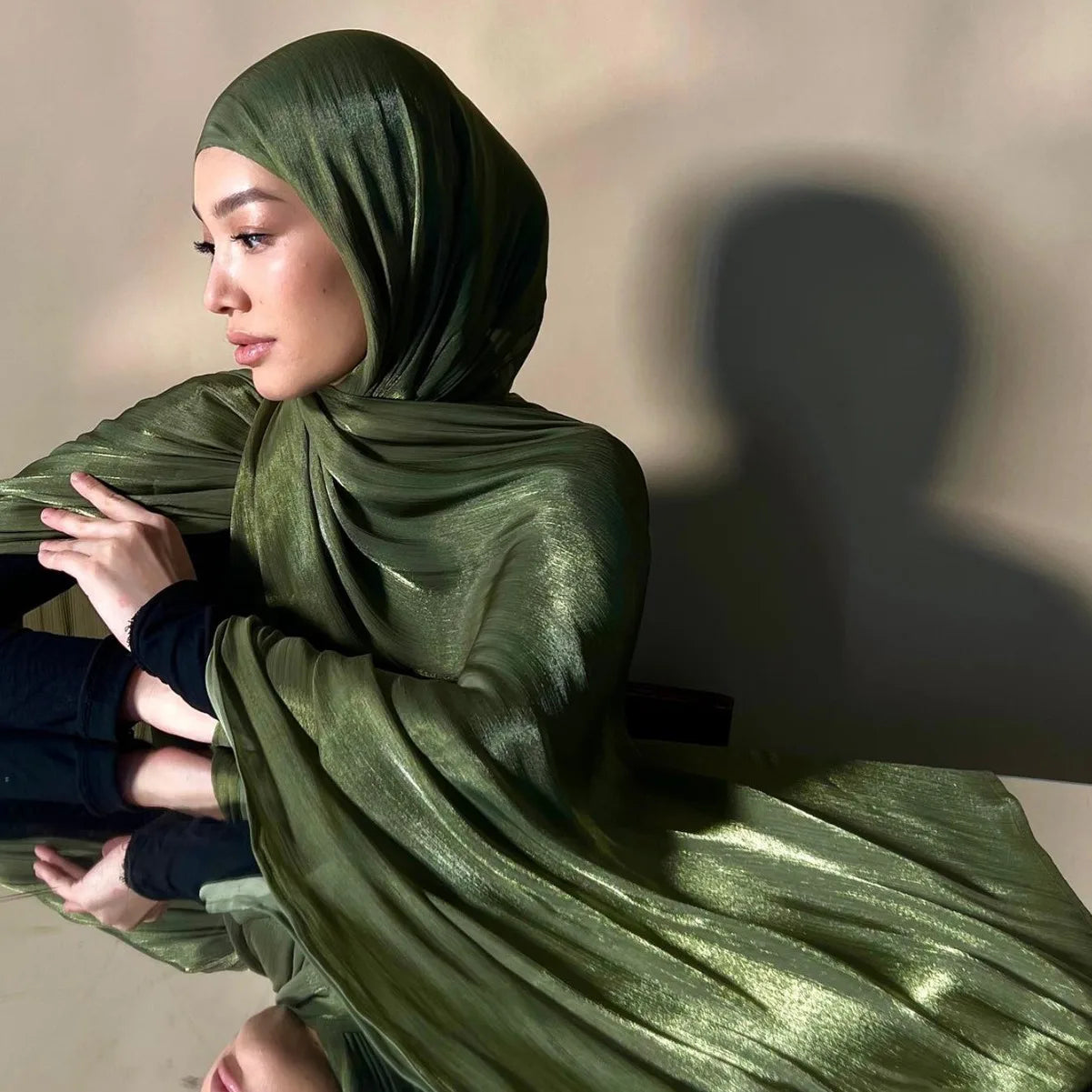 Shimmer Silk Shawl Premiun Hijab Scarves Muslim Women Veil Headwraps Ramadan Shinny Headscarves Luxury Islamic Shimmer Hijabs