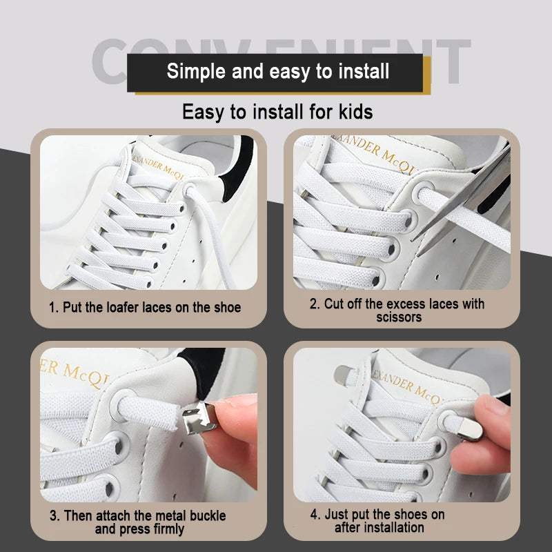 4/16Pcs Elastic Laces Sneakers Diamond Locks Shoelaces Without Ties Kids Adult No Tie Shoe Laces Rubber Bands Shoelace Locks