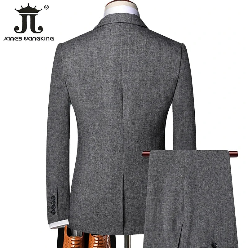 S-5XL (Jacket + Vest + Pants) Retro Gentleman Classic Fashion Plaid Mens Formal Business Slim Suit 3Pces Set Groom Wedding Dress