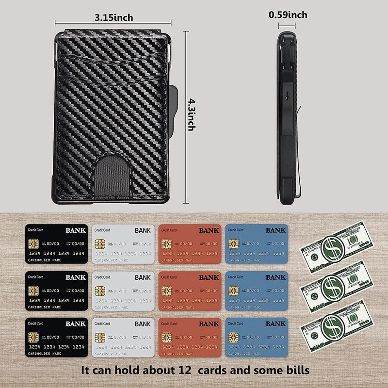 Wallet for Men with Money Clip Slim Leather Slots Credit Card Holder RFID Blocking Bifold Minimalist Pop Up Wallet