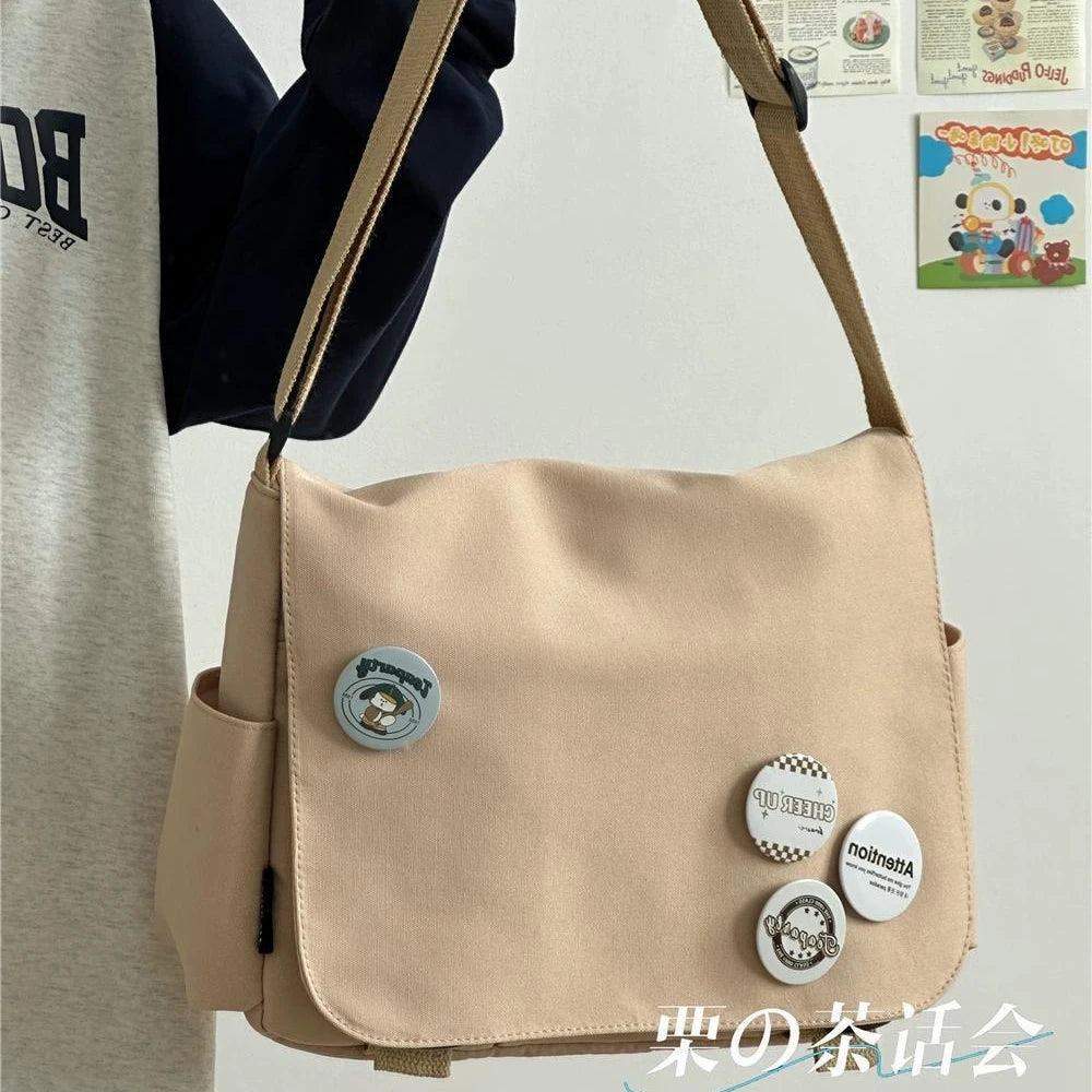 Japanese Casual Nylon Bag Women Simple Messenger Bag Collage Student School Book Bags Big Crossbody Bags For Women Bolso Mujer