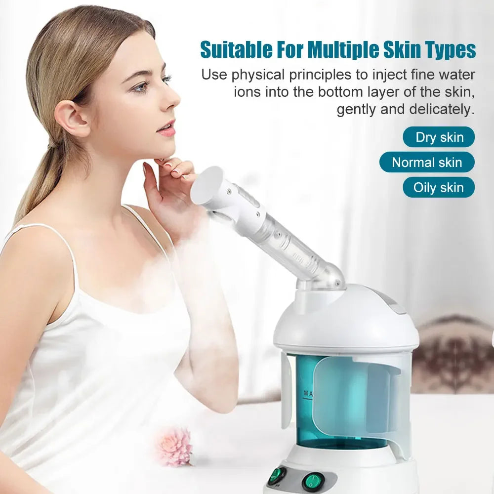 2 in 1 Hot Mist Hair Facial Steamer Air Humidifier Moisturizing For Facial Sauna Hydration Skin Care Home Salon Face Atomizer
