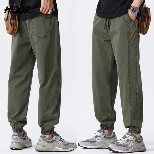 HIQOR Men's Clothing 100% Cotton Joggers Spring Summer Soft Breathable Casual Harem Trousers Harajuku Sweatpants Baggy Man Pants