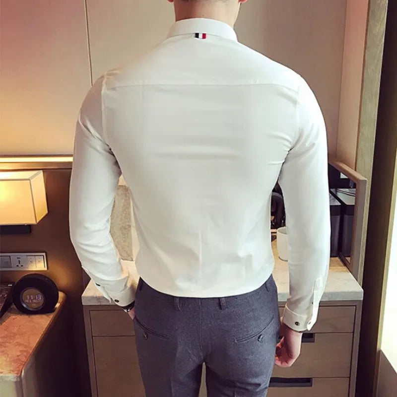 Brand Clothing Male Spring High Quality Long Sleeve Shirts/Men's Slim Fit lapel Leisure Shirts/Fashion Tops Plus Size S-3XL