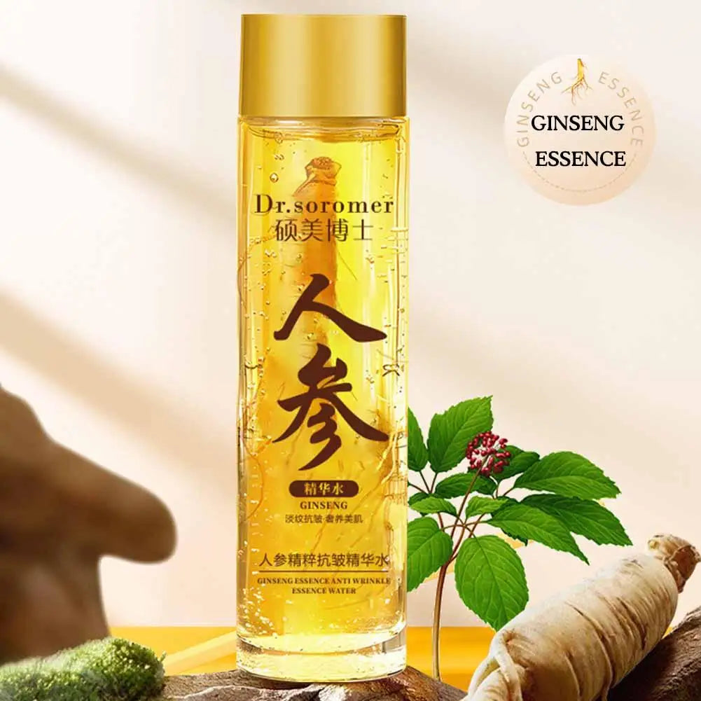 Gold Ginseng Face Essence Polypeptide Lightning Moisturizing Smoothing Facial Serum for Skin Care 120ml/30ml Ginseng Toner