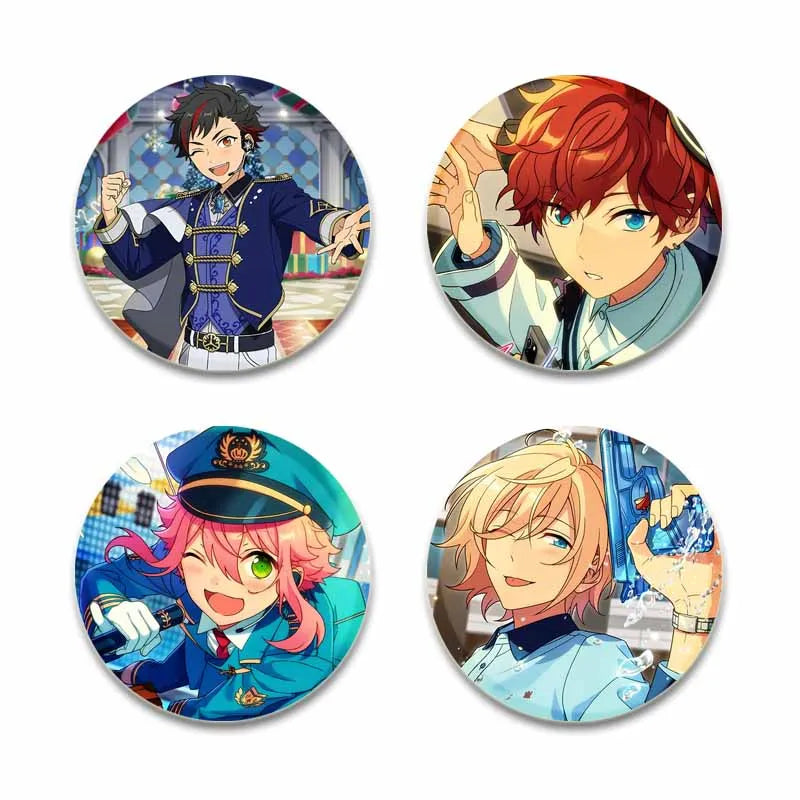 Music Game Ensemble Stars Brooch Round Tinplate Button Pins Cute Virtual Idol Kiryu Kuro Cosplay Badges for Backpack Accesorios