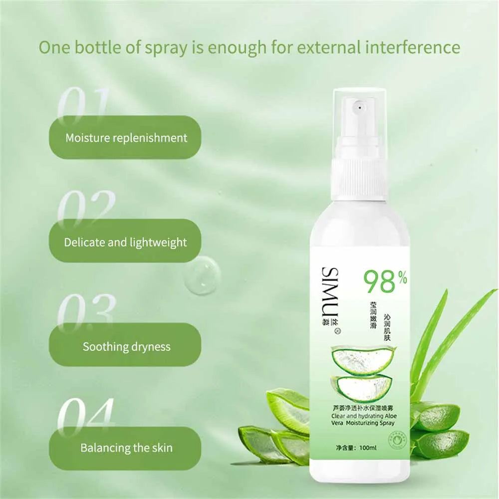 100ml Aloe Vera Moisturizing Spray Toner Repairing And Hydrating Face Mists Skin Softening Water Long Lasting Facial Skincare