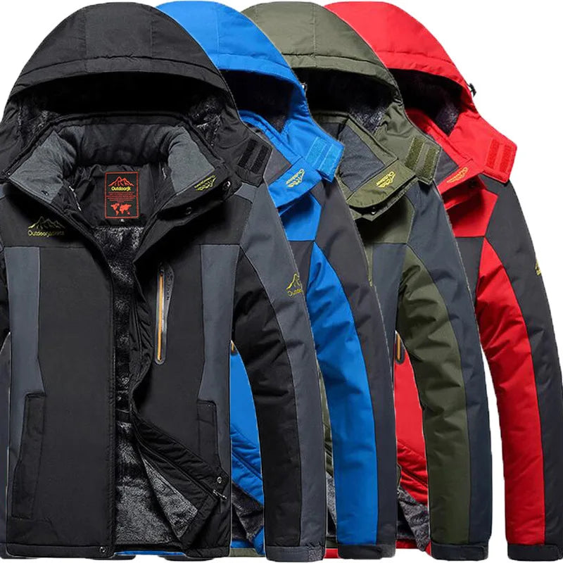 2023 New Outdoor Winter Sprint Jacket Men's Plush and Thick Insulation Windproof and Rainproof Mountain Climbing Coat