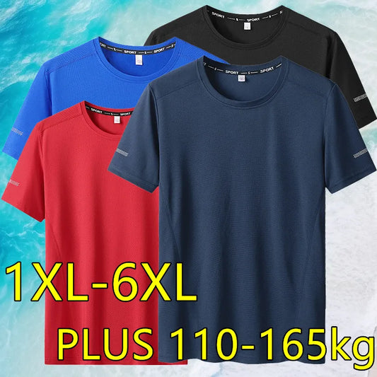 T-shirt for Men Plus Size 5XL/6XL Quick Drying T-shirt Round Neck Big Size Short Sleeve Oversized T Shirt