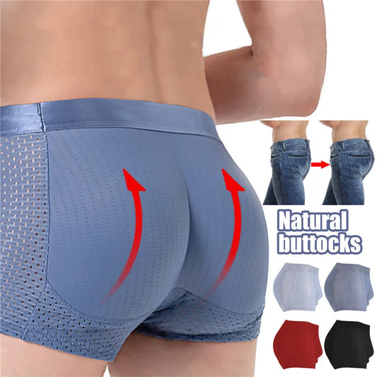 Men Sexy Butt Lifter Panties Enlarge Push Up Underpants Removable Pad Boxer Underwear Butt-Enhancing Trunk Shorts Male Briefs