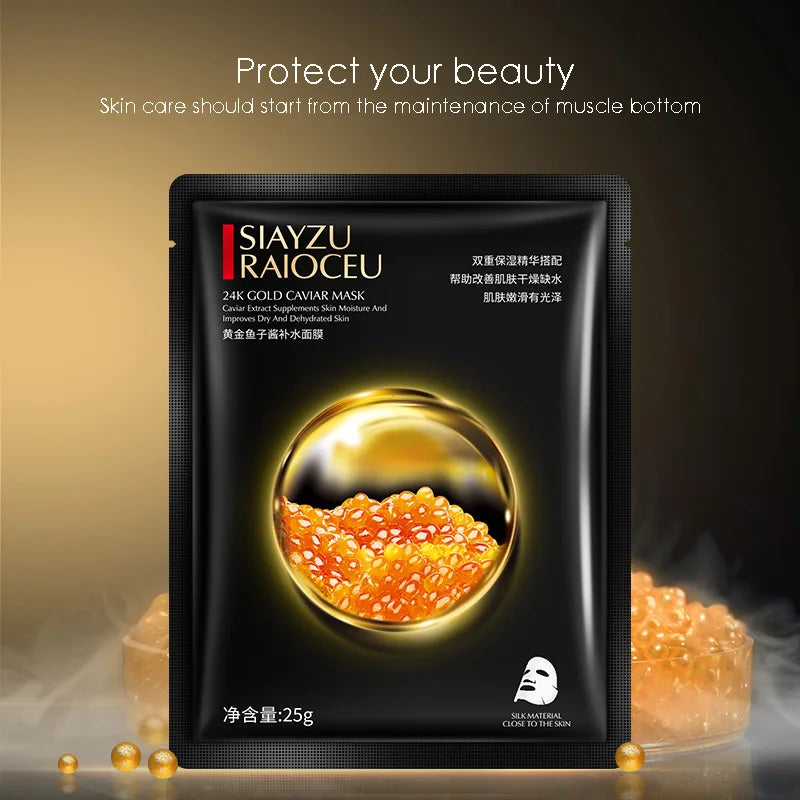 10pcs Golden Caviar Moisturizing Facial Masks Refreshing Oil Control skincare Face Sheet Mask Sheets Masks for Face Skin Care