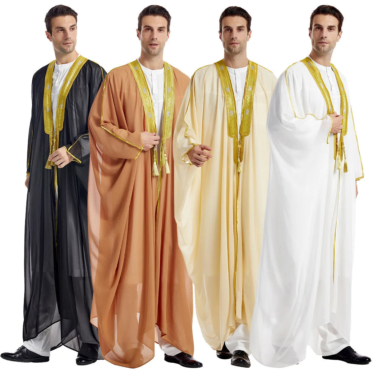 2024 Embroidered Traditional Men boubou jalabiyas jubbah Muslim men's thobe Morocco thobes islamic clothing Ramadan robe abaya