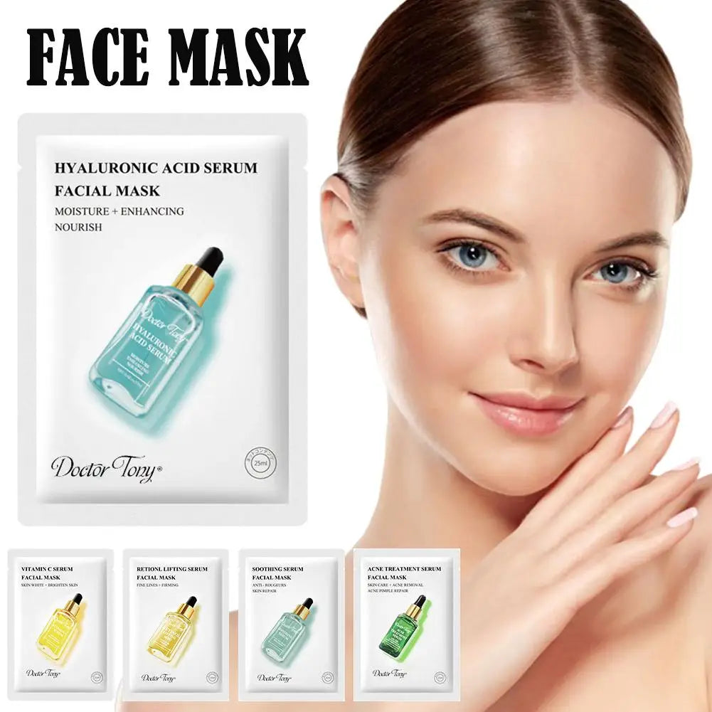 Face Mask Collagen Facial Sheet Mask Retinol Acne Treatment Vitamin Anti Care Skin Serum Moisturizer C Whitening Aging U4R9