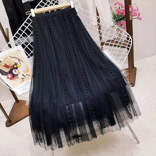 Y2k Korean Style Fashion Harajuku Long Skirt Autumn Spring A Line Skirt Dummer Vintage Black Pink High Waist Midi Maxi Skirt