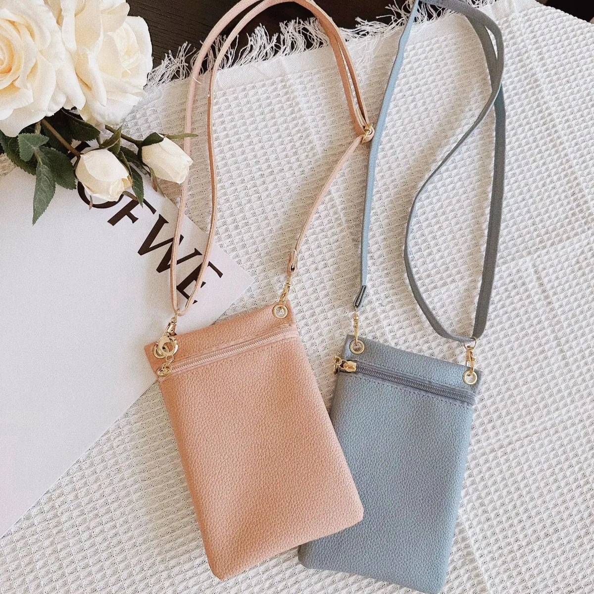 Mini Crossbody Bag PU Litchi Pattern Personalized Fashion Phone Bag Sweet Women's Convenient Shoulder Bag Purses and Handbags