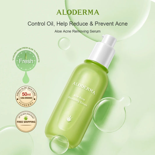 ALODERMA Organic Aloe Acne Removing Serum Natural Control Oil Facial Essence Reduce Blackheads And Acne Skin Care Products 50ml