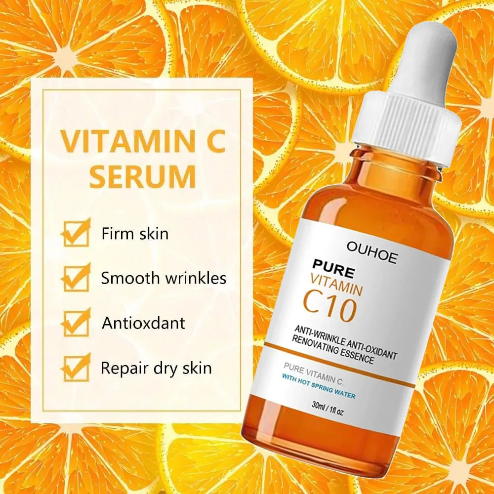 Vitamin C Wrinkle Remover Face Serum Lifting Firming Fade Fine Lines Anti-aging Essence Whitening Brighten Nourish Skin Care