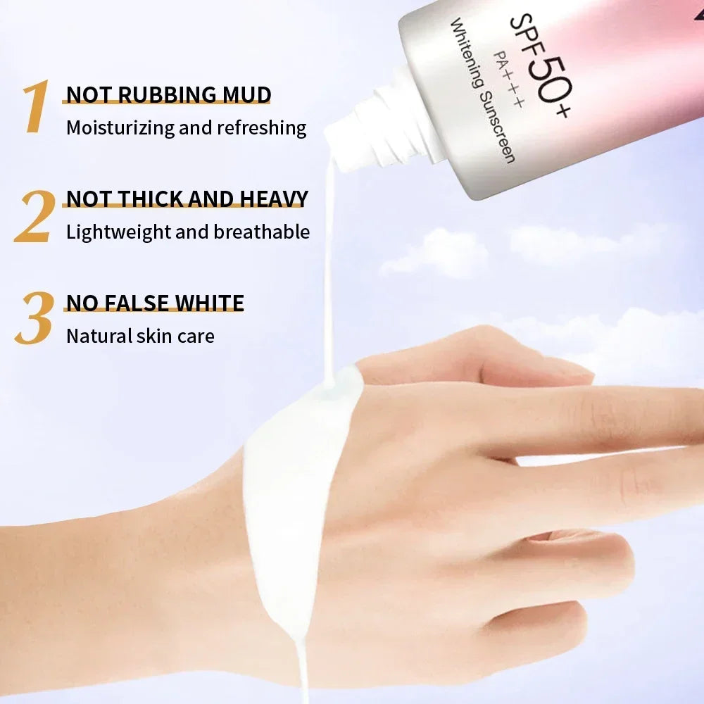 SPF50+ Body Sunscreen SPF 50+ Whitening Face Sunscreen Light and Thin Refreshing Sunscreen for Whitening Skin Protecting Cream