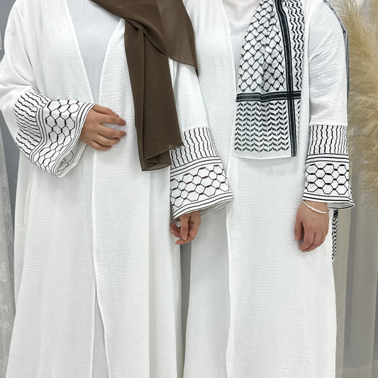 2024 New Chic Casual Open Kimono Abaya For Muslim Women Shalwar Kameez Jalabiya Embroidery Long Sleeve Embroidery Moroccan Robe