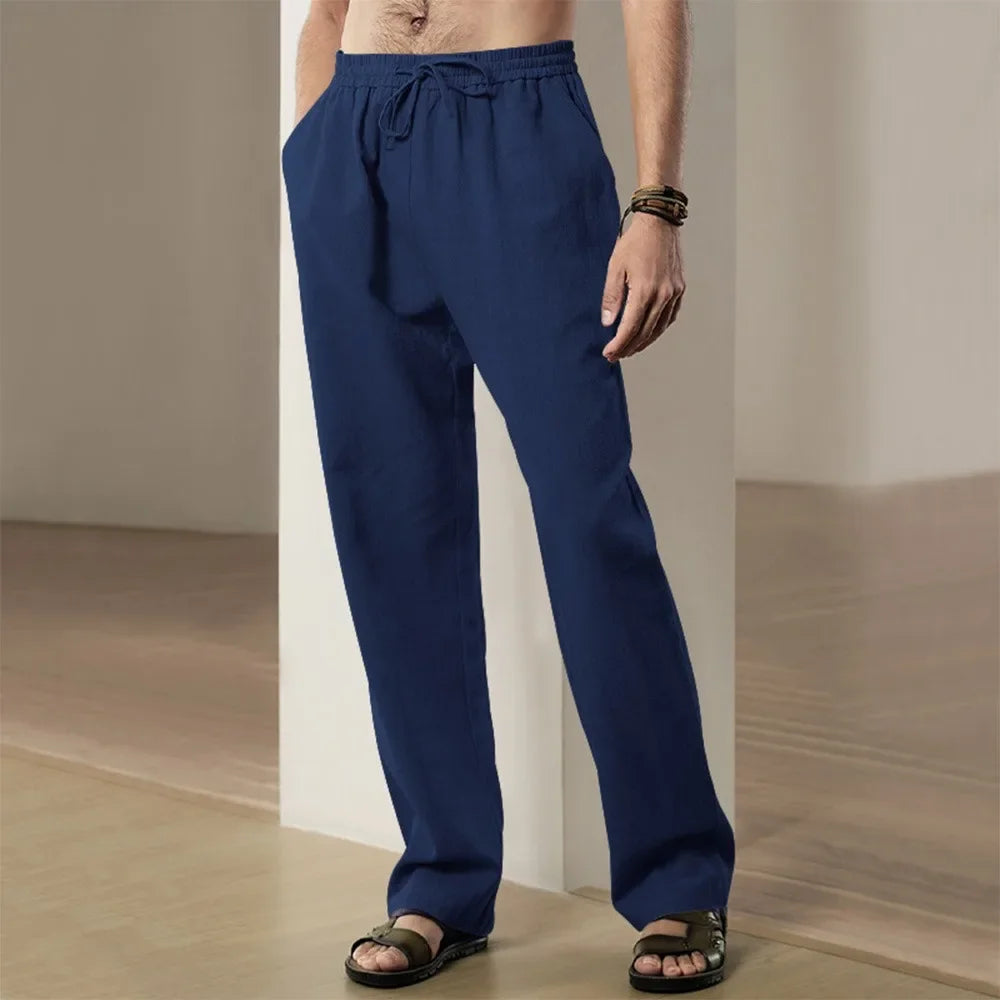 Mens Beach Pants Hawaii Vacation Pants Cotton and Linen Pants Breathable Trousers Streetwear Men Joggers Men Clothing