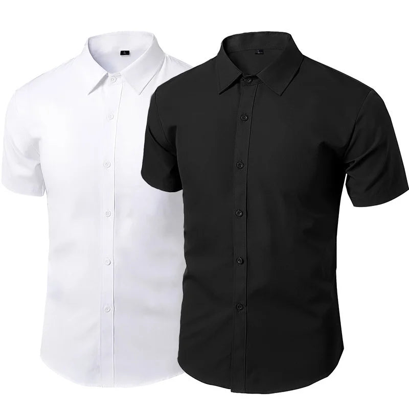 All Season Fashion Men's Business Dress Slim Fit Working Shirt Anti-Wrinkle Solid Long Sleeve Social Formal Shirts For Men