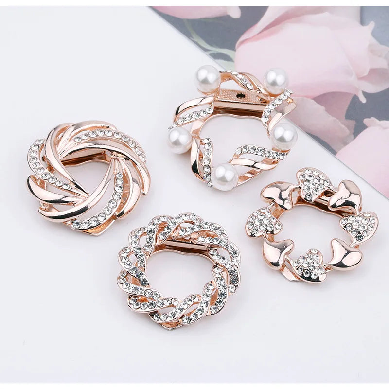 T-shirt Fixed Fastener Knotted Button Pin Scarf Brooches Crystal Silk Scarf Buckle Brooch Shawl Ring Clip Scarves Accessories