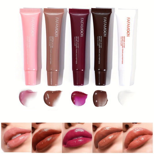 5-color glossy lip balm, moisturizing, hydrating and lightening lip lines, fruity makeup liquid, tinted lip balm suitable for da