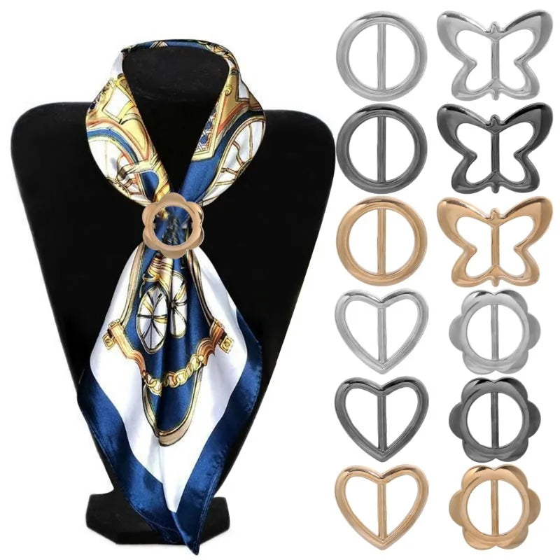 T-shirt Hem Knotted Brooch Ring Alloy Waist Metal Corner Knotted Clasp Silk Scarf Buckle Brooch Shawl Ring Clip Scarves Pins