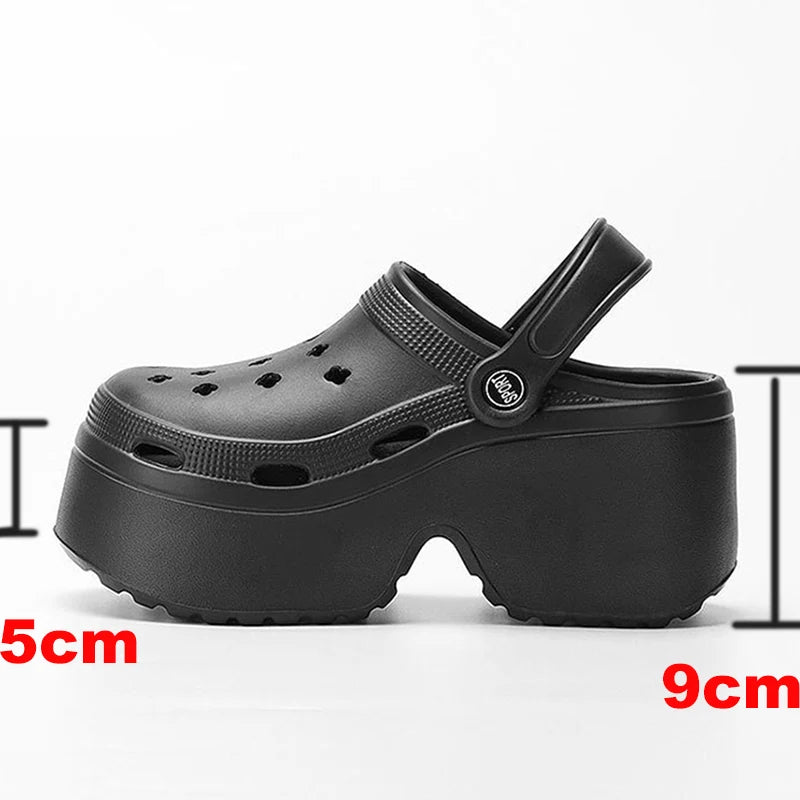 Thick Bottom Clogs Sandals for Women Closed Toe Chunky Platform Slippers Woman Summer 2024 Super High Wedge Heels Sandles Female