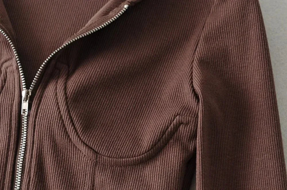 Hooded Sweatshirts Spring/autumn Zipper Cardigan Jacket Ultra-short Ins High Waist Exposed Navel Fishbone Corset To Show Chest
