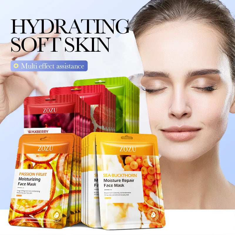 10pcs Fruit Face Mask skincare Moisturizing Anti Wrinkle Anti-Aging Whitening Facial Masks Face Sheet Mask Skin Care Products