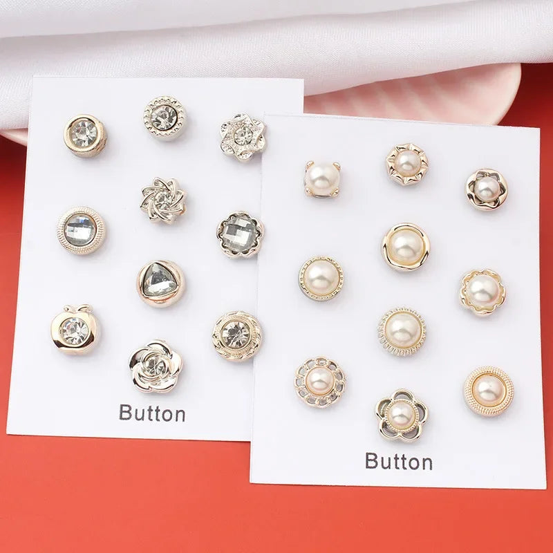 1Set Safe Hijab Pins Metal Pearl Magnet Brooches Buttons Crystal Magne Shawl Shirt Collar Pin Fashion Jewelry Gifts for Women