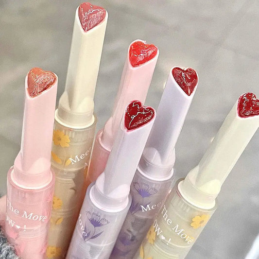 Clear Water Light Solid Lip Gloss Jelly Pink Lip Tint Lipstick Pencil Glass Makeup Moisturising Mirror Lip Heart-shaped Gla C7s4