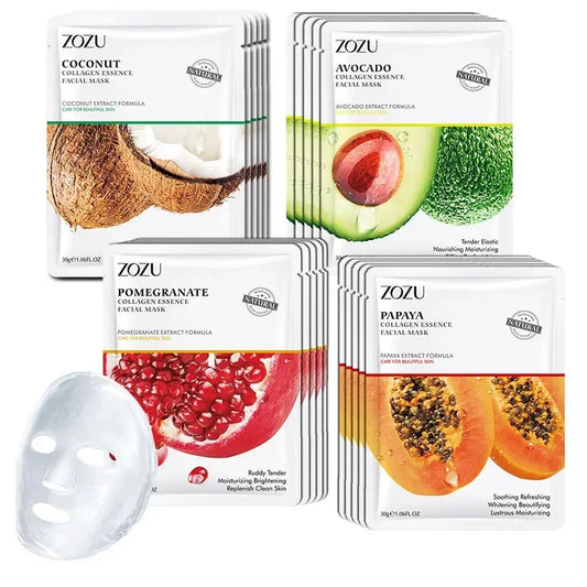 20pcs Moisturizing Face Masks Facial Mask Skincare Avocado Fresh Fruit Nourishing Anti-acne Beauty Face Skin Care Products