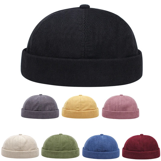 Spring And Summer New Casual Landlord Hat Street Melon Skin Tide Hats Without Brim Retro Hip Hop Cap Men And Women Universal Cap