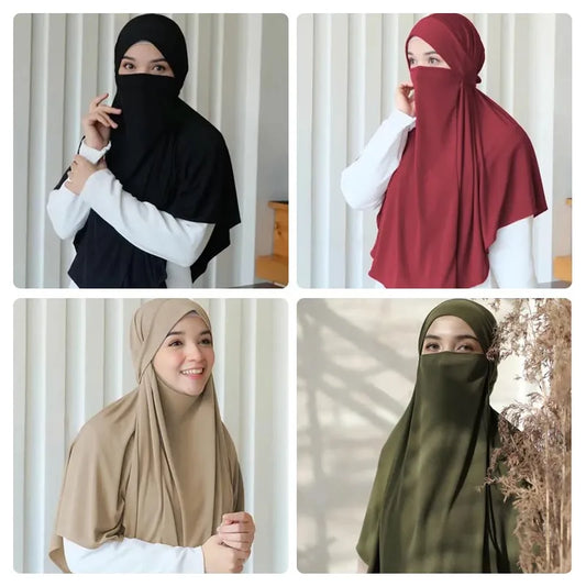 Large Plain Muslim Ethnic Scarf Women Hijab Islamic Muslim Hijab Instant Turban Arabic Scarfs Khimar Fashion Ramadan Headwraps