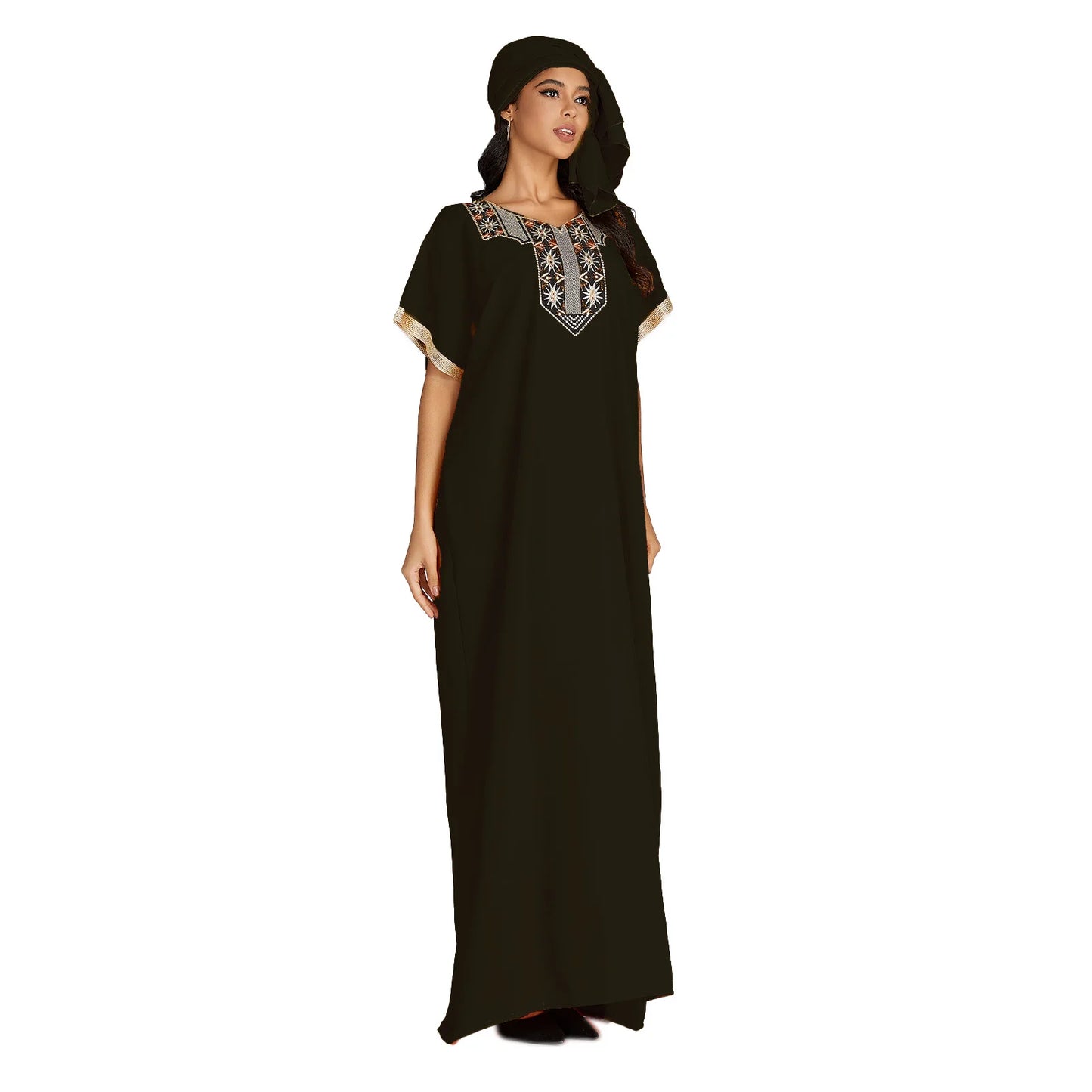 2024 Plus size Caftan Traditional Dress cotton kaftan beach home dashiki abaya Short Sleeve Cover up African Dresses For Women