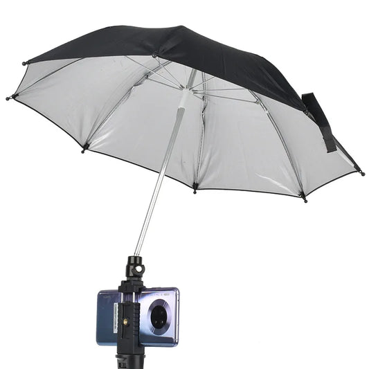 Camera Umbrella with Hot Shoe Phone Holder Sun Hood Glare Reducing Sunshade for DSLR Outdoor Shooting Photography Accessories