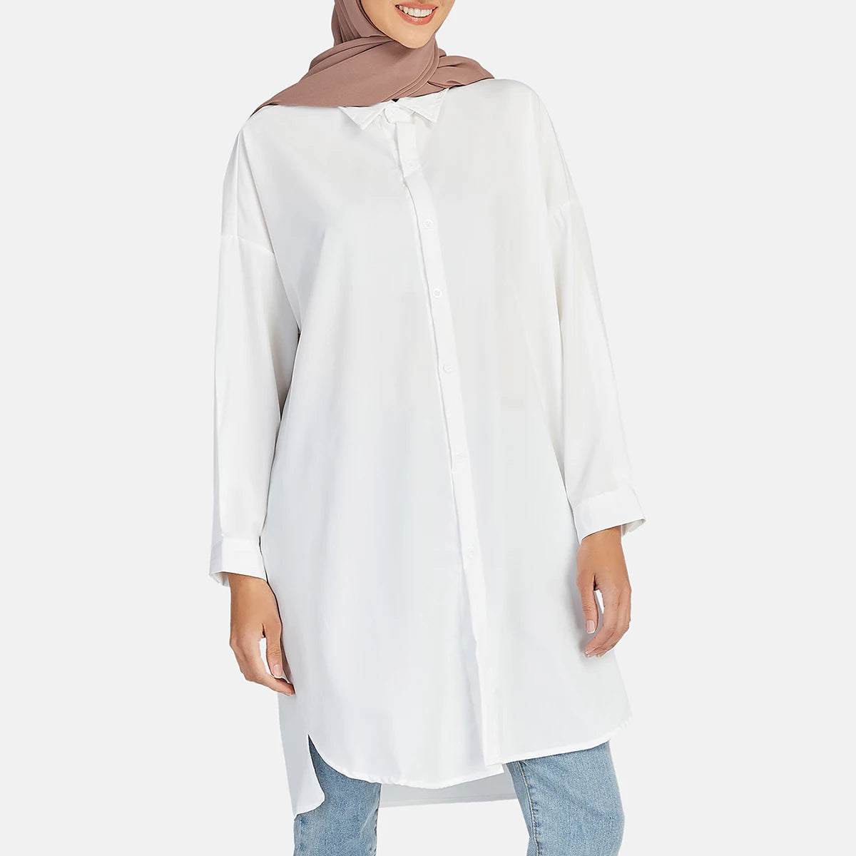 Women Fashion Tops Casual Long Sleeve Muslim Ramadan Shirts Elegant Tunic Long Blouse for Girls Blusa Feminina Black White S-5XL