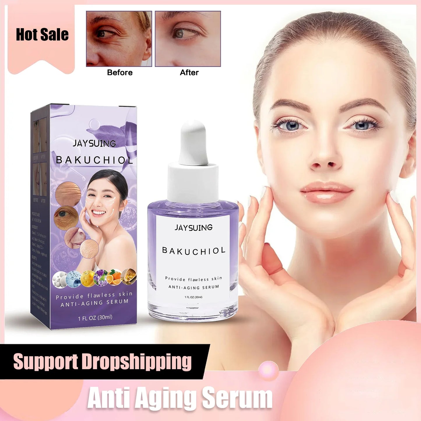 Collagen Remove Wrinkle Face Serum Lift Firming Anti Aging Fade Fine Lines Whitening Brightening Moisturizer Skin Care Cosmetics