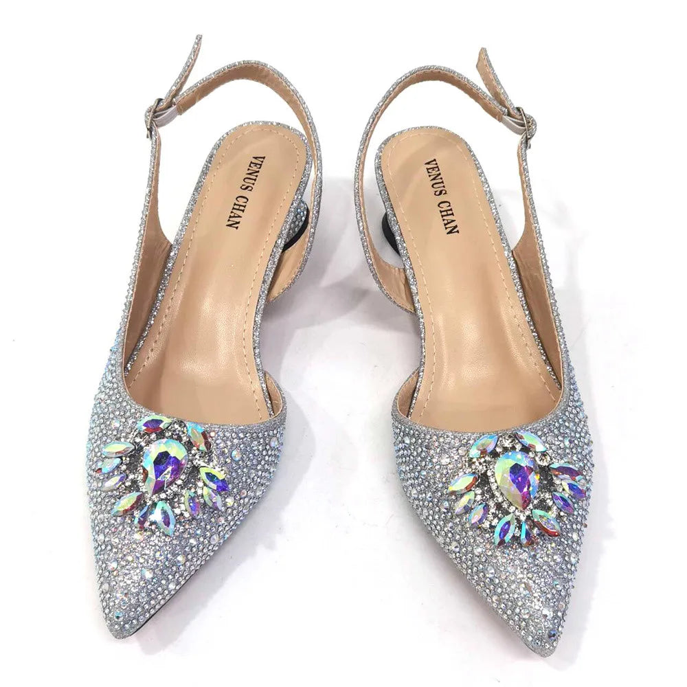 2024 Ladies High Quality Women's Pumps And Bag Italian Fashion Design Silver Mixed Color Bag For Nigeria Wedding Party