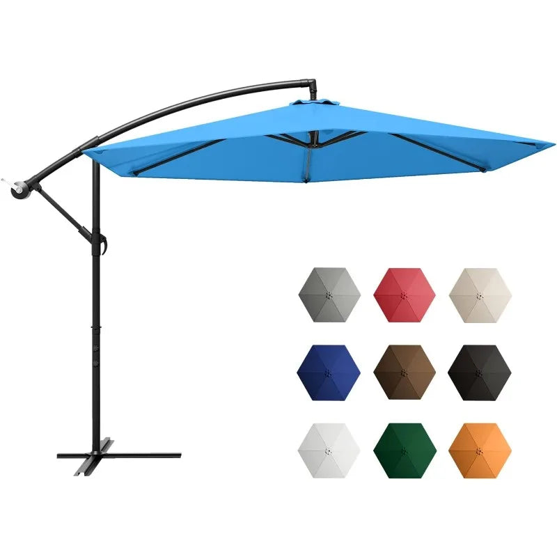 Offset Umbrella 10FT Cantilever Patio Hanging Umbrella Outdoor Market Umbrella with Crank and Cross Base