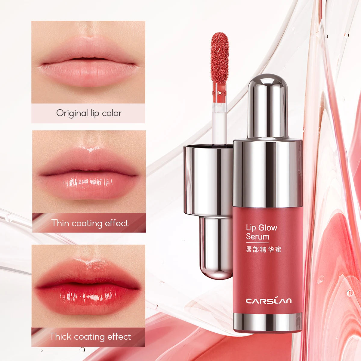 CARSLAN Tinted Lip Glow Serum Essential oil Moisturizing Lip Glaze Plumper Mirror Water Lip Gloss Lipstick Cosmetics
