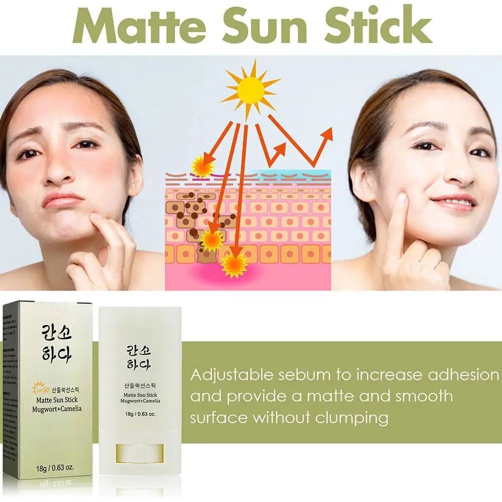 18g Face Body Sunscreen Matte Sun Stick SPF50+ UV Protective Refreshing Hydrating Waterproof Solar Blocker Sunblock Cream